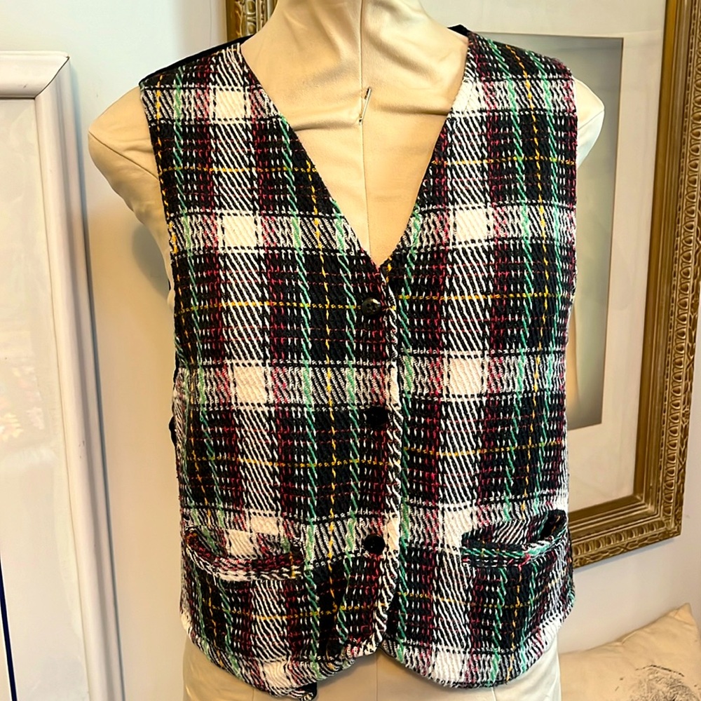 Early 80’s Vintage Plaid Vest! Size Small